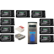 9 Daire Nts 2001-S 4,3'' Görüntülü Diafon SİYAH-8003 Tuş Takımlı Şifreli Zil Panelli Set