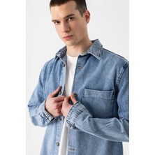 i8 Denim Tek Cep Denim Dış Gömlek