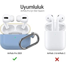 Palmira Demir Airpods Pro 1. ve 2. Nesil Uyumlu Silikon Kılıf | Kablosuz Şarj Destekli, Karabinalı Ince Koruyucu Case Açık Mavi