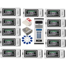 16 Daire Nts 2001-B 4,3'' Görüntülü Diafon BEYAZ-8004 Tuş Takımlı Şifreli+Geçişli Zil Panelli Set