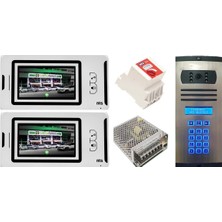 2 Daire Nts 2001-B 4,3'' Görüntülü Diafon BEYAZ-8003 Tuş Takımlı Şifreli Zil Panelli Set