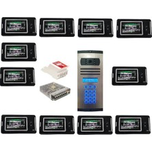 11 Daire Nts 2001-S 4,3'' Görüntülü Diafon SİYAH-8003 Tuş Takımlı Şifreli Zil Panelli Set