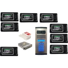 8 Daire Nts 2001-S 4,3'' Görüntülü Diafon SİYAH-8003 Tuş Takımlı Şifreli Zil Panelli Set