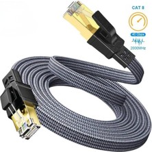Hi-Link Hi Link Flat Örgülü Cat8 1 Metre Ethernet Kablo  Yüksek Hızlı 40GBPS 2000MHZ Ethernet Kablosu FK0801