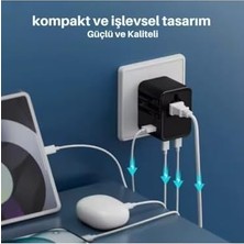 Palmira Demir Universal Seyahat Adaptörü, 25W Gan Hızlı Şarj, 2x Usb-C + 1x Usb-A, Universal Travel Adapter, Priz Dönüştürücü, 200+ Ülke Uyumlu, Çoklu Cihaz Şarj, Kompakt Tasarım