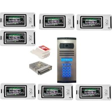 7 Daire Nts 2001-B 4,3'' Görüntülü Diafon BEYAZ-8003 Tuş Takımlı Şifreli Zil Panelli Set