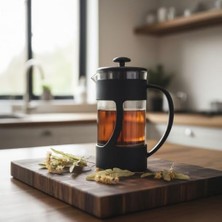 Palmira Demir 350 ml French Press Filtre Kahve ve Bitki Çayı Demleme Kupası | Metal Filtreli, Isıya Dayanıklı, Portatif Siyah Demlik| Iç Hazne Sert Kristal Mikadandır Cam Değildir