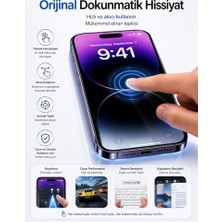 Palmira Demir Ekran Koruyucu iPhone 14 Pro ile Uyumlu, 6d Hayalet Kırılmaz Cam, 9h Sertlik, Temperli Cam, Şeffaf, Parlak Yüzey