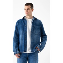 i8 Denim Tek Cep Denim Dış Gömlek