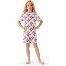 Modanino Kız Çocuk %100 Pamuk ve Şortlu Pijama Takımı 8-13 Yaş 12721IS