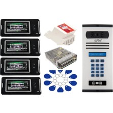 4 Daire Nts 2001-S 4,3'' Görüntülü Diafon SİYAH-8004 Tuş Takımlı Şifreli+Geçişli Zil Panelli Set