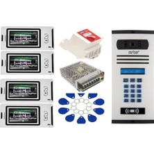 4 Daire Nts 2001-B 4,3'' Görüntülü Diafon BEYAZ-8004 Tuş Takımlı Şifreli+Geçişli Zil Panelli Set