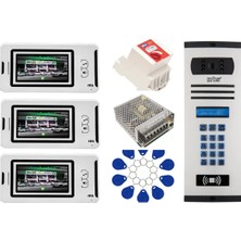 3 Daire Nts 2001-B 4,3'' Görüntülü Diafon BEYAZ-8004 Tuş Takımlı Şifreli+Geçişli Zil Panelli Set