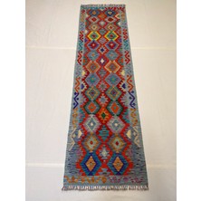 Afgan Halı El Dokuma Afgan Kilim Çift Taraf Kullanım Kök Boya Yolluk 84 x 289 cm