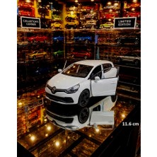 Oyuncak Sahili Renault Clio Diecast Metal Araba Kapılar Açılır 1.36 Beyaz Reno 11.6cm Çekbırak Clıo Koleksiyon Orjnal Model