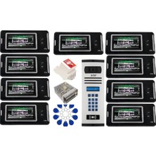 9 Daire Nts 2001-S 4,3'' Görüntülü Diafon SİYAH-8004 Tuş Takımlı Şifreli+Geçişli Zil Panelli Set