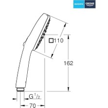 Palmira Demir Comfort 110 El Duşu, 2 Akışlı (Yağmur & Jet), Smartswitch, 110MM Kare Duş Başlığı, Kireç Önleyici Sistem, Krom, 26925001