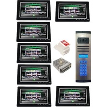 7 Daire Nts 2015-S 7'' Görüntülü Diafon SİYAH-8003 Tuş Takımlı Şifreli Zil Panelli Set