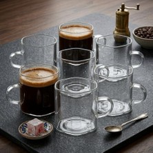 Palmira Demir 6'lı Borosilikat Cam Kupa Seti - Isıya Dayanıklı, Ince ve Hafif Çay, Türk Kahvesi ve Espresso Bardağı Takımı (150 Ml)