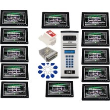12 Daire Nts 2015-S 7'' Görüntülü Diafon SİYAH-8004 Tuş Takımlı Şifreli+Geçişli Zil Panelli Set