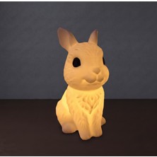 Riva Self Oturan Tavşan Figürlü 3D Baskı Tealight Mumluk / Dekoratif Ambiyans Aydınlatma