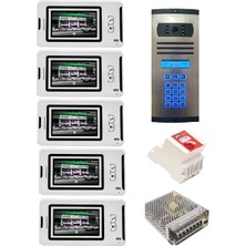 5 Daire Nts 2001-B 4,3'' Görüntülü Diafon BEYAZ-8003 Tuş Takımlı Şifreli Zil Panelli Set