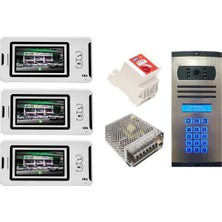 3 Daire Nts 2001-B 4,3'' Görüntülü Diafon BEYAZ-8003 Tuş Takımlı Şifreli Zil Panelli Set