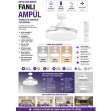 Tavan Vantilatörü Dolunay Fan LED Ampül (Hayalet Pervaneli) Kumandalı E27 Duy Uyumlu 3 Renk Dim Edilebilir Fanlı Ampül