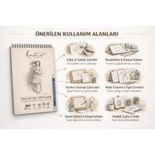 Palmira Demir A4 Eskiz Defteri, Ince Grenli, Kolay Silinebilir Ph Nötr Kağıt, Spiralli Sketch Book, 90 G/m², 40 Yaprak, Çizim ve Karakalem Için
