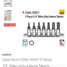 Esbifix Ceta Form C08s-rhx7 7 Parça 1/4" Allen Uçlu Lokma Takımı