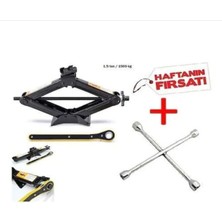 Oto Bijon Anahtarı + Oto Cırcırlı Kriko Makas Tip 1.5 Ton