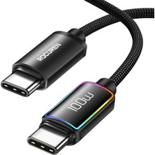 Palmira Demir 100W Type-C To Type-C Rgb Aydınlatmalı Örgülü Şarj ve Data Kablosu 2 Metre
