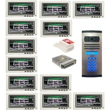14 Daire Nts 2015-B 7'' Görüntülü Diafon BEYAZ-8003 Tuş Takımlı Şifreli Zil Panelli Set