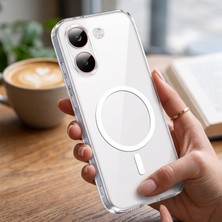 Caseonn Xiaomi Poco X8 Pro Kılıf MagSafe Özellikli Sararmaz Kristal Sert Kapak Şeffaf