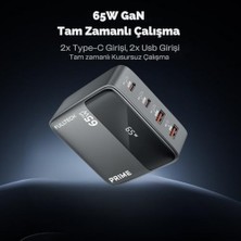 Palmira Demir Hızlı Şarj Cihazı, 65W Gan Hızlı Şarj Adaptörü, Güç Şeridi, 2x Type-C Girişi, 2x USB Girişi, Tam Zamanlı 4 Bağlantı Noktası, Şarj Koruması, Akım Koruması, Yüksek Verimlilik (1.5 Metre)