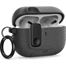 Caseonn Apple Airpods Pro 3 Kılıf Modern Kilitli Alcantara Siyah