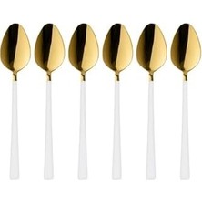 Palmira Demir 6 Parça Tatlı Kaşığı Seti, Paslanmaz Çelik, Gold Beyaz, 16 Cm, 110 Gram, Elde Yıkanabilir