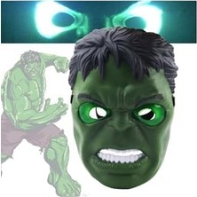 Palmira Demir Avangers Pilli Işıklı Hulk Maskesi 4-12 Yaş Yüksek Kalite Yeşil Dev, Çok Renkli