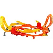 Hot Ones Turbo Oyun Parkuru, 1:64 Ölçekli 2 Araç ve Kolayca Birleştirilebilen Pistle Başa Baş Yarış ve Akrobasi, JFH35
