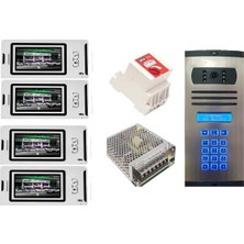 4 Daire Nts 2001-B 4,3'' Görüntülü Diafon BEYAZ-8003 Tuş Takımlı Şifreli Zil Panelli Set