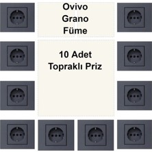 Ovivo Grano Füme 10 Adet Topraklı Priz