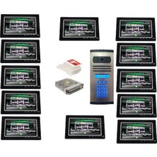 19 Daire Nts 2015-S 7'' Görüntülü Diafon SİYAH-8003 Tuş Takımlı Şifreli Zil Panelli Set