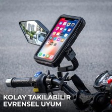Palmira Demir SL-M54 Motosiklet Telefon Tutucu - 360° Dönebilen Ayarlanabilir Başlık, Suya Dayanıklı Fermuarlı Koruyucu Kılıf, Dokunmatik Ekran Uyumlu Evrensel Telefon Tutacağı