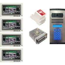 4 Daire Nts 2015-B 7'' Görüntülü Diafon BEYAZ-8003 Tuş Takımlı Şifreli Zil Panelli Set