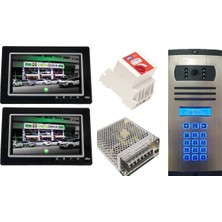 2 Daire Nts 2015-S 7'' Görüntülü Diafon SİYAH-8003 Tuş Takımlı Şifreli Zil Panelli Set