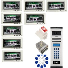 8 Daire Nts 2015-B 7'' Görüntülü Diafon BEYAZ-8004 Tuş Takımlı Şifreli+Geçişli Zil Panelli Set