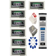 7 Daire Nts 2015-B 7'' Görüntülü Diafon BEYAZ-8004 Tuş Takımlı Şifreli+Geçişli Zil Panelli Set