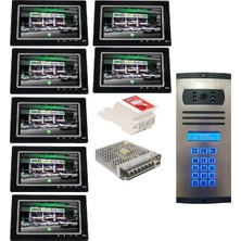 8 Daire Nts 2015-S 7'' Görüntülü Diafon SİYAH-8003 Tuş Takımlı Şifreli Zil Panelli Set