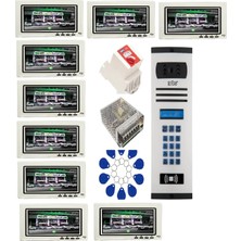 9 Daire Nts 2015-B 7'' Görüntülü Diafon BEYAZ-8004 Tuş Takımlı Şifreli+Geçişli Zil Panelli Set