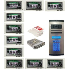 10 Daire Nts 2015-B 7'' Görüntülü Diafon BEYAZ-8003 Tuş Takımlı Şifreli Zil Panelli Set